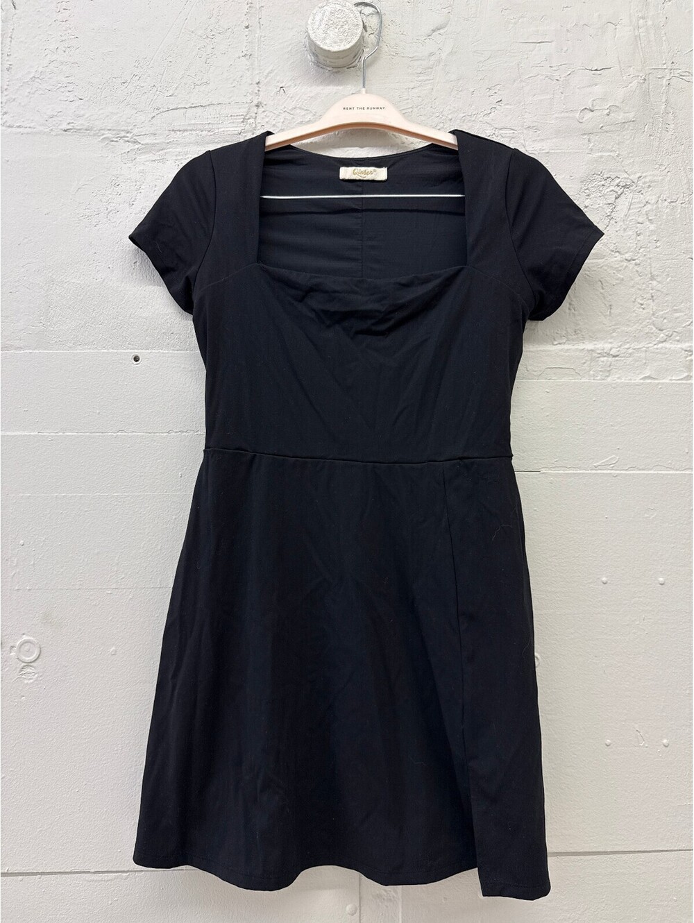 Qinsen Black Fit & Flare short sleeve Dress with built in skirt